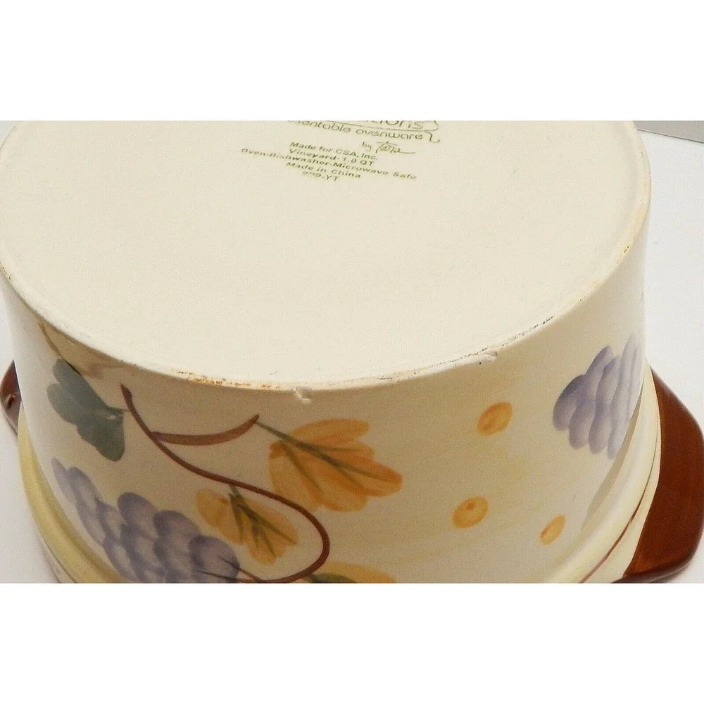 Temp-Tations Vineyard Purple 1 Qt Round Covered Baking Casserole Basket